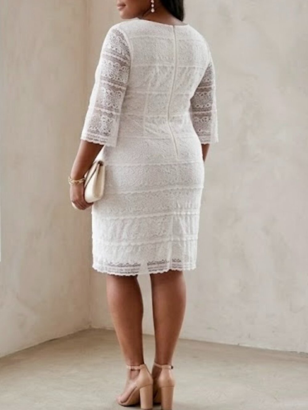 NWT Rabbit Rabbit Rabbit White Lace Dress 24W Plus Size Bridal Cocktail Sheath - Picture 2 of 2